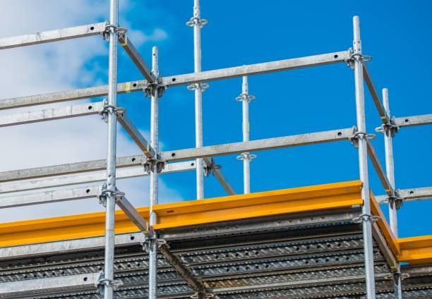 Aluminum scaffolding setup for rent by Scaffco Scaffolding in Cleveland, OH, offering high-quality s