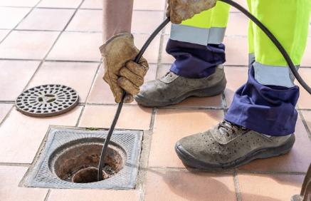 Blue utility valve box in dirt, showing a pipe and shutoff valve inside.