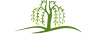 Logo for Greenwish featuring a stylized green willow tree above the purple text