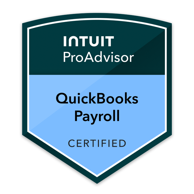 Intuit ProAdvisor QuickBooks Level 2 certified badge in green, black, and white