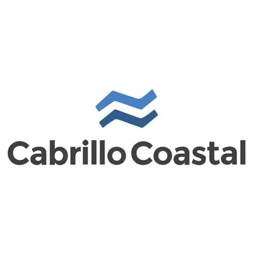 Logo for Cabrillo Coastal: blue stylized waves over the words 