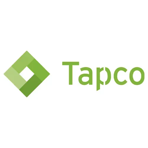 Green Tapco logo: geometric diamond shape with open center, next to 