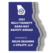 Billy Padgett hard hat safety award presented to helix grading & utility LLC