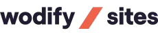 Wodify Sites logo with red slash between “wodify” and “sites” on a white background