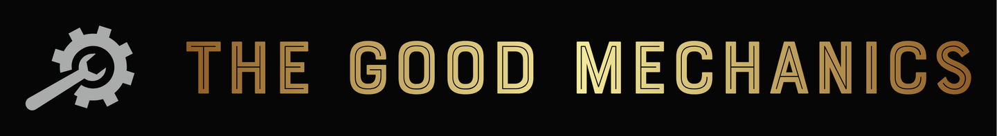 The good mechanics logo: A wrench and gear symbol representing expertise and reliability in automotive repairs
