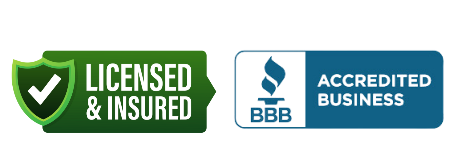 Two logos that say licensed and insured and accredited business