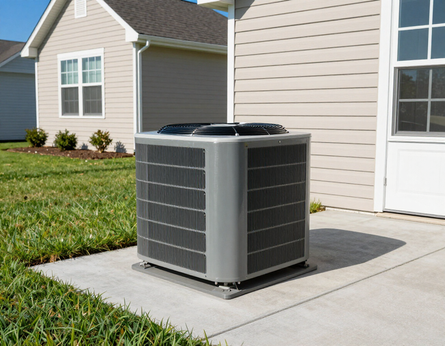Newly installed central AC condenser unit