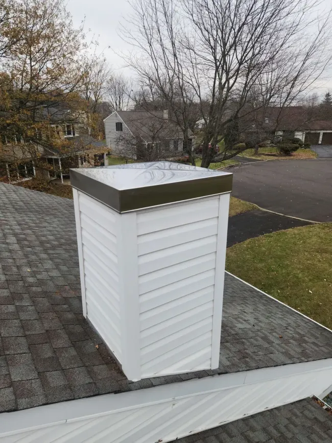Stainless steel chimney cap JW Chimneys chimney sweep and inspection Montgomery County, Pennsylvania