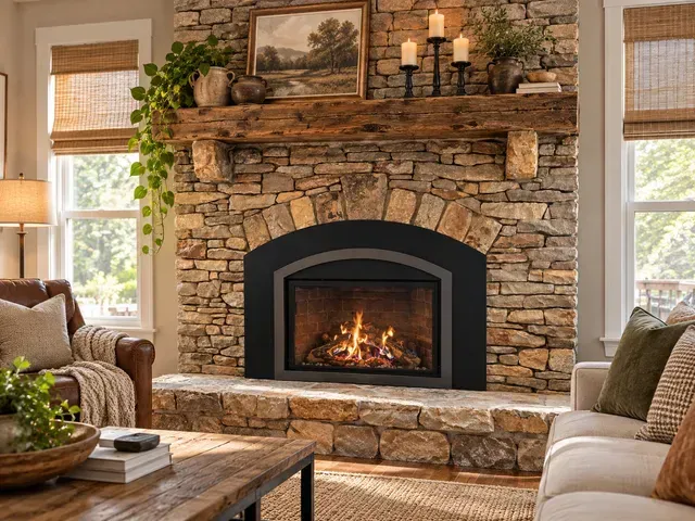 Stone fireplace