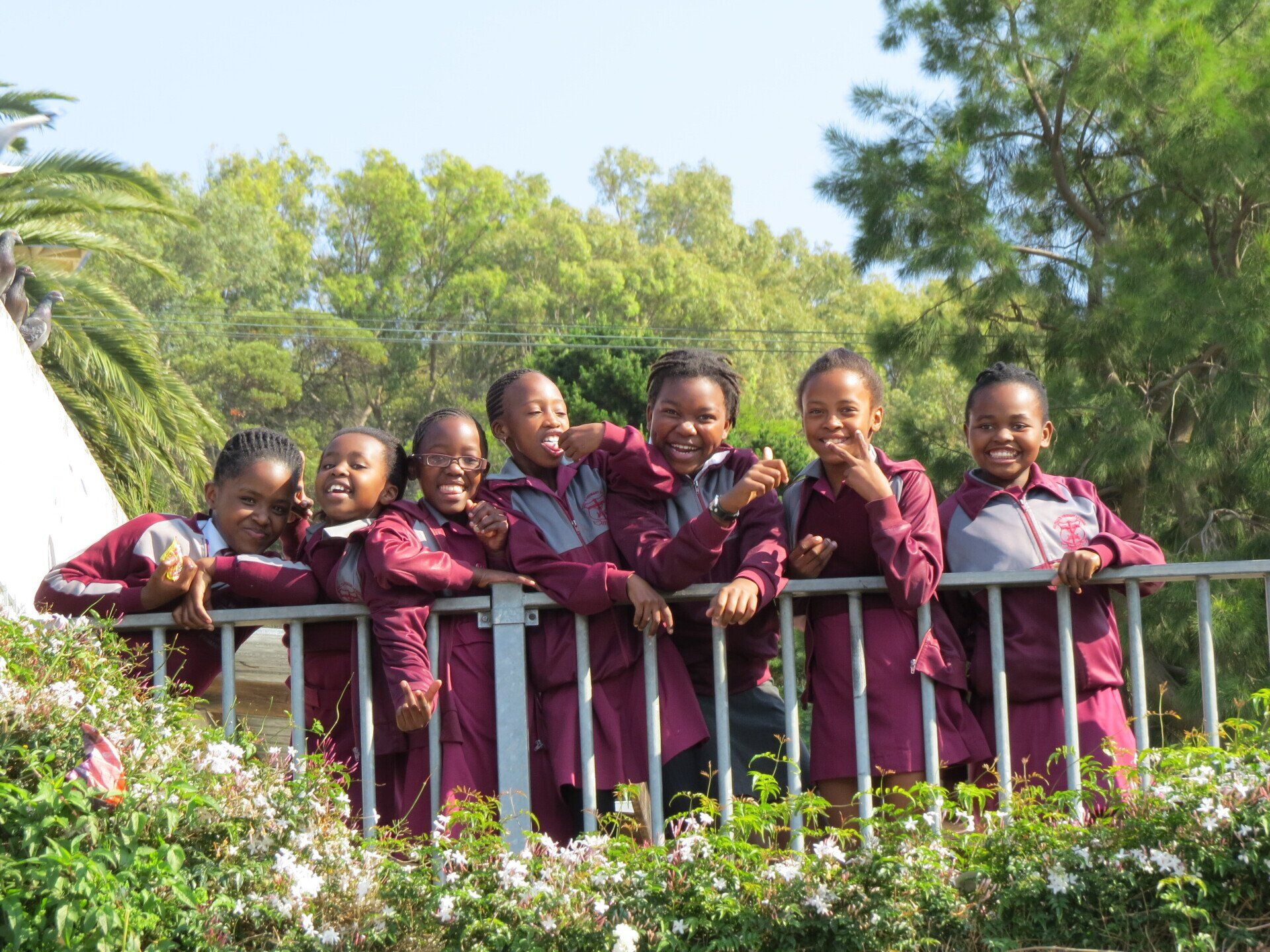 foto schoolklas in paars kostuum