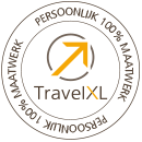 TravelXL logo: circular design with text 
