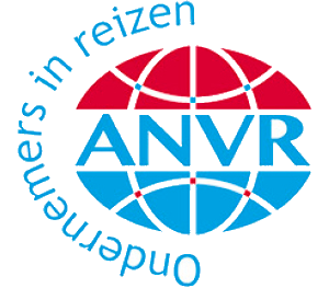 Logo of ANVR, travel industry organization, featuring globe and text 
