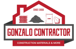A logo for gonzalo contractor construction materials and more