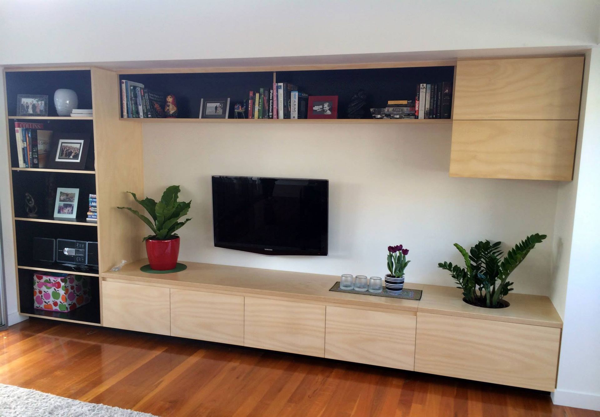 Custom Entertainment Shelf — Bulimba, QLD — D&S Cabinets