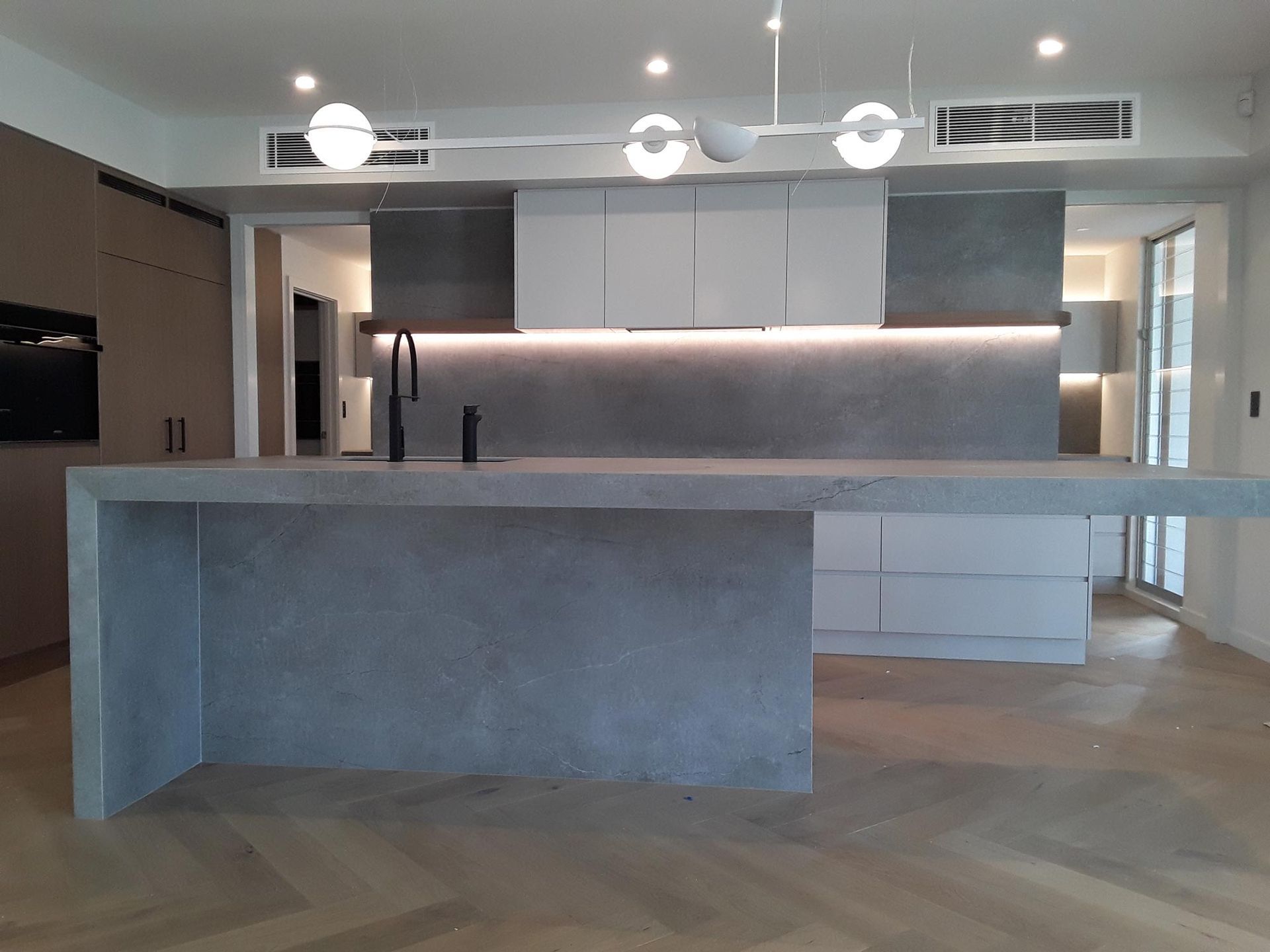 Kitchen Concrete Counter — Bulimba, QLD — D&S Cabinets Bathroom His And Her Vanities — Bulimba, QLD — D&S Cabinets