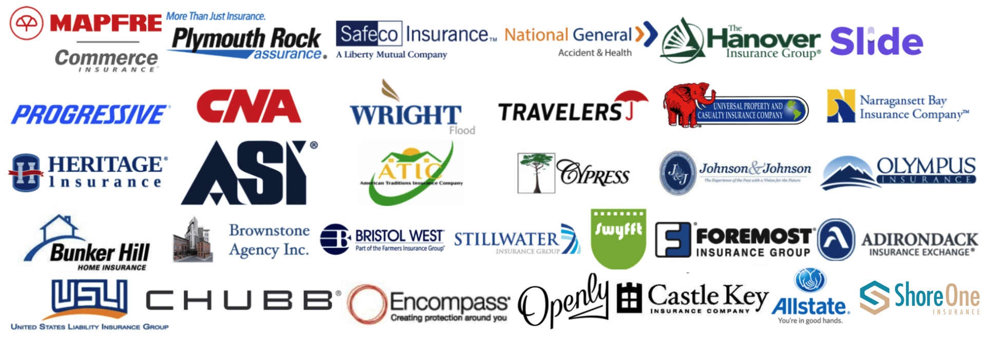 A bunch of logos on a white background one of which says slide