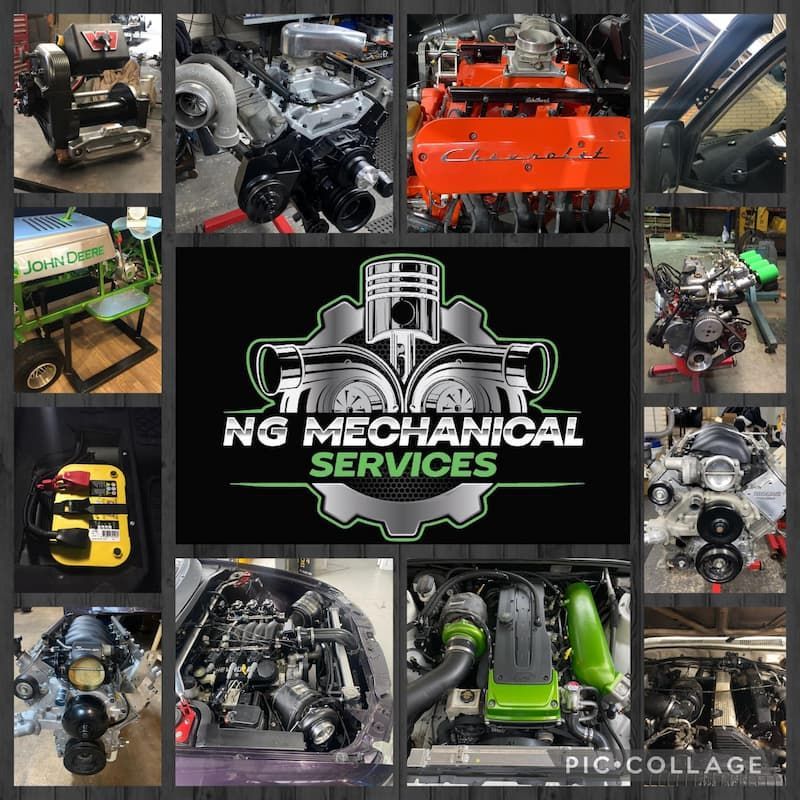 Collage of Pictures of Engines and a Logo for Ng Mechanical Services — NG Mechanical Services in Thurgoona, NSW