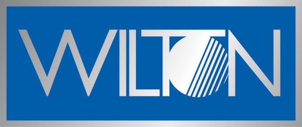 Wilton logo with silver lettering on a blue background.