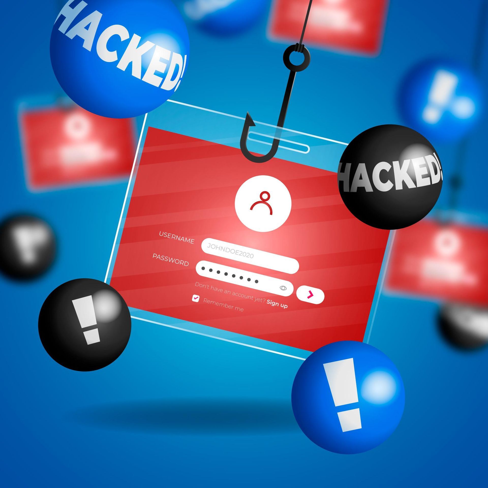 A red card with the word hacked on it