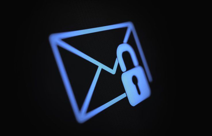 A blue envelope with a padlock on it