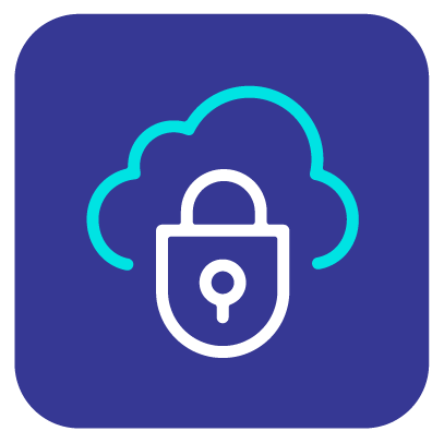 An icon of a cloud with a padlock inside of it.