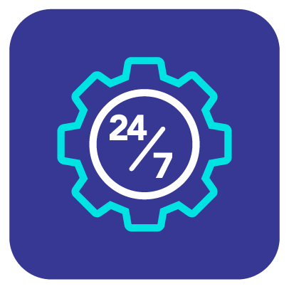 A gear with the number 24 and 7 inside of it.