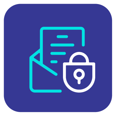 A blue icon with a padlock and an envelope.