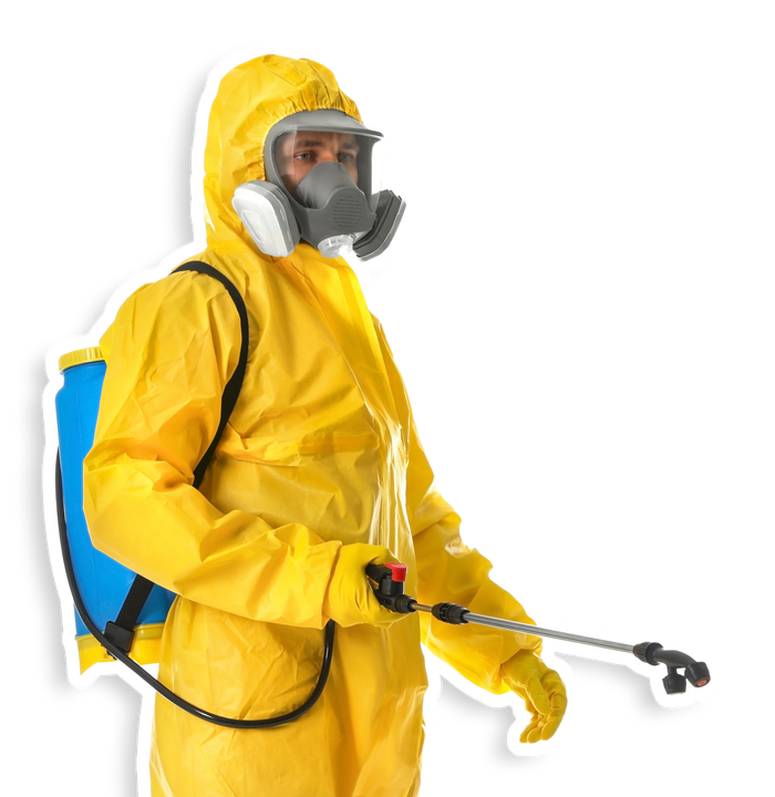 Exterminator in Protective Suit