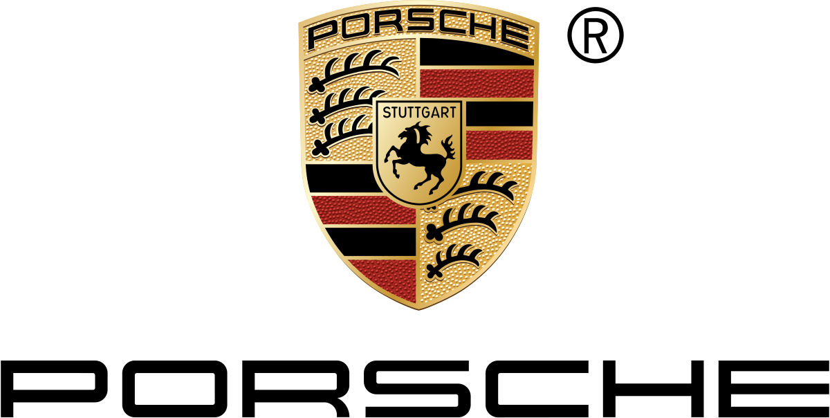 A porsche logo with a horse on it