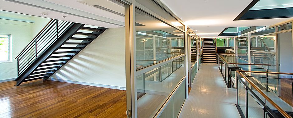 Long Hallway With Stairs And Glass Walls — Atherton Glass In Atherton, QLD