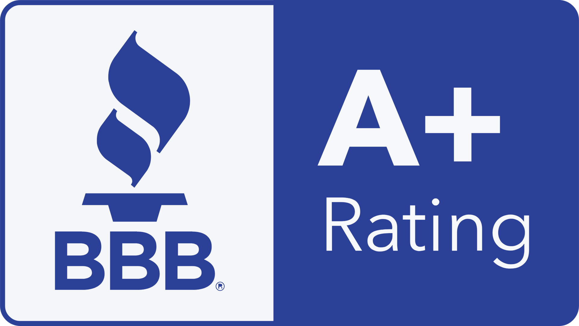 Logotipo BBB con llama azul y calificación A+.