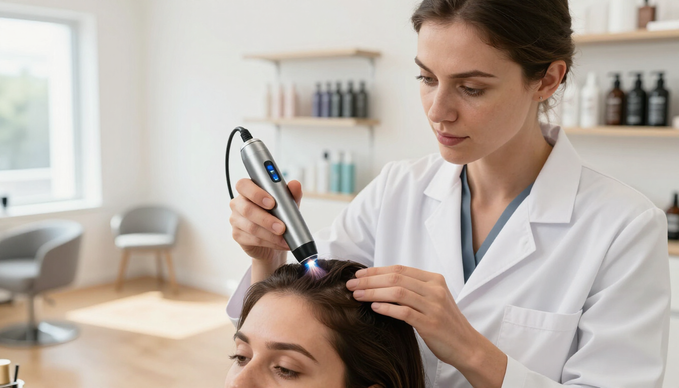 Specialist Examining Scalp