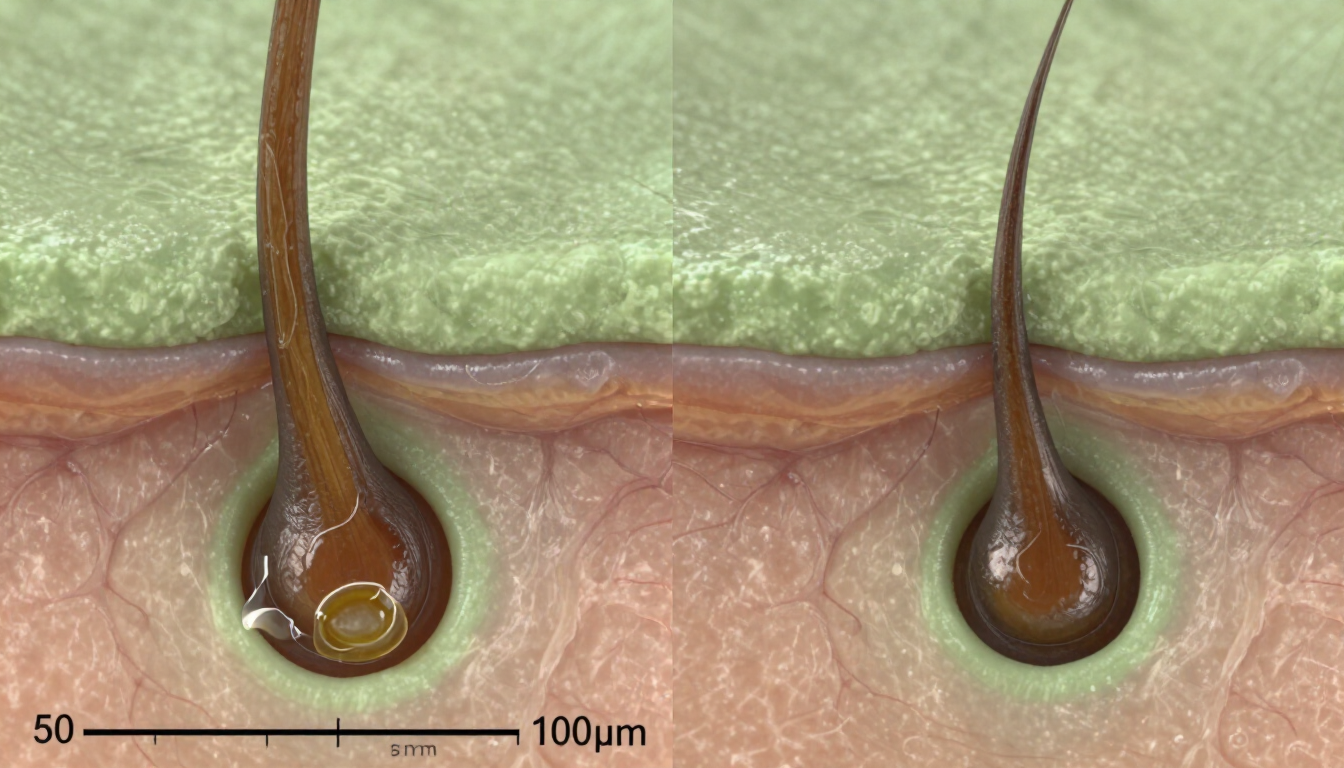 Microscopic view of hair follicles