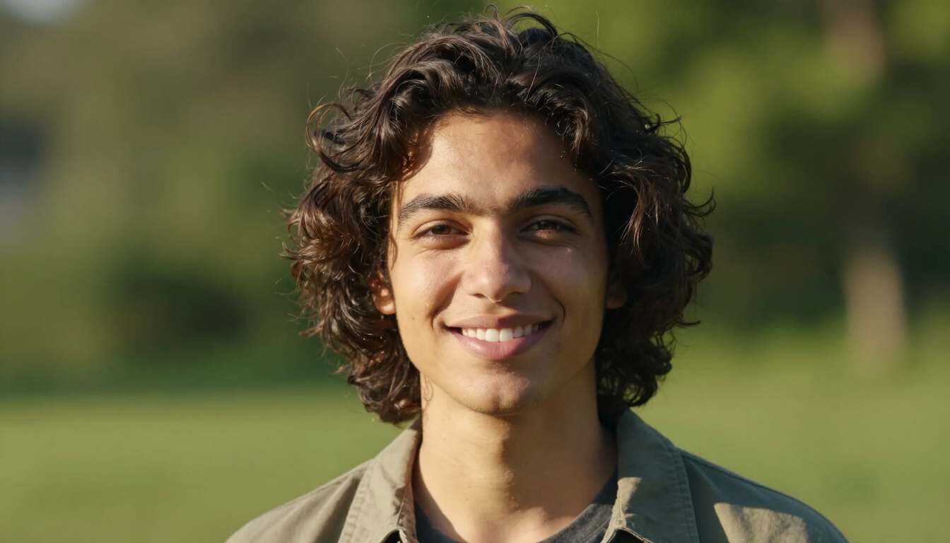 A smiling person with healthy hair representing confidence and mental well-being.