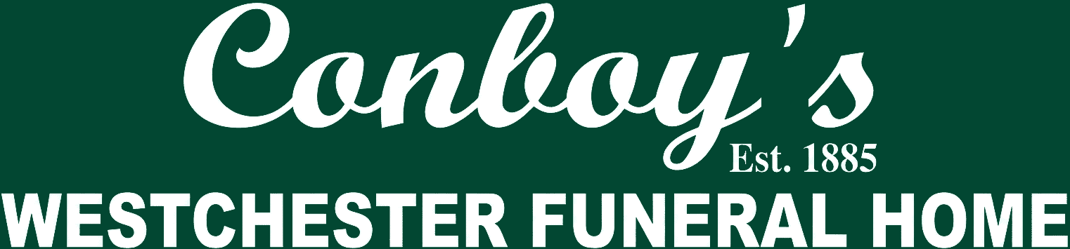 Conboy&rsquo;s Westchester Funeral Home logo in white on a dark green background, est. 1885