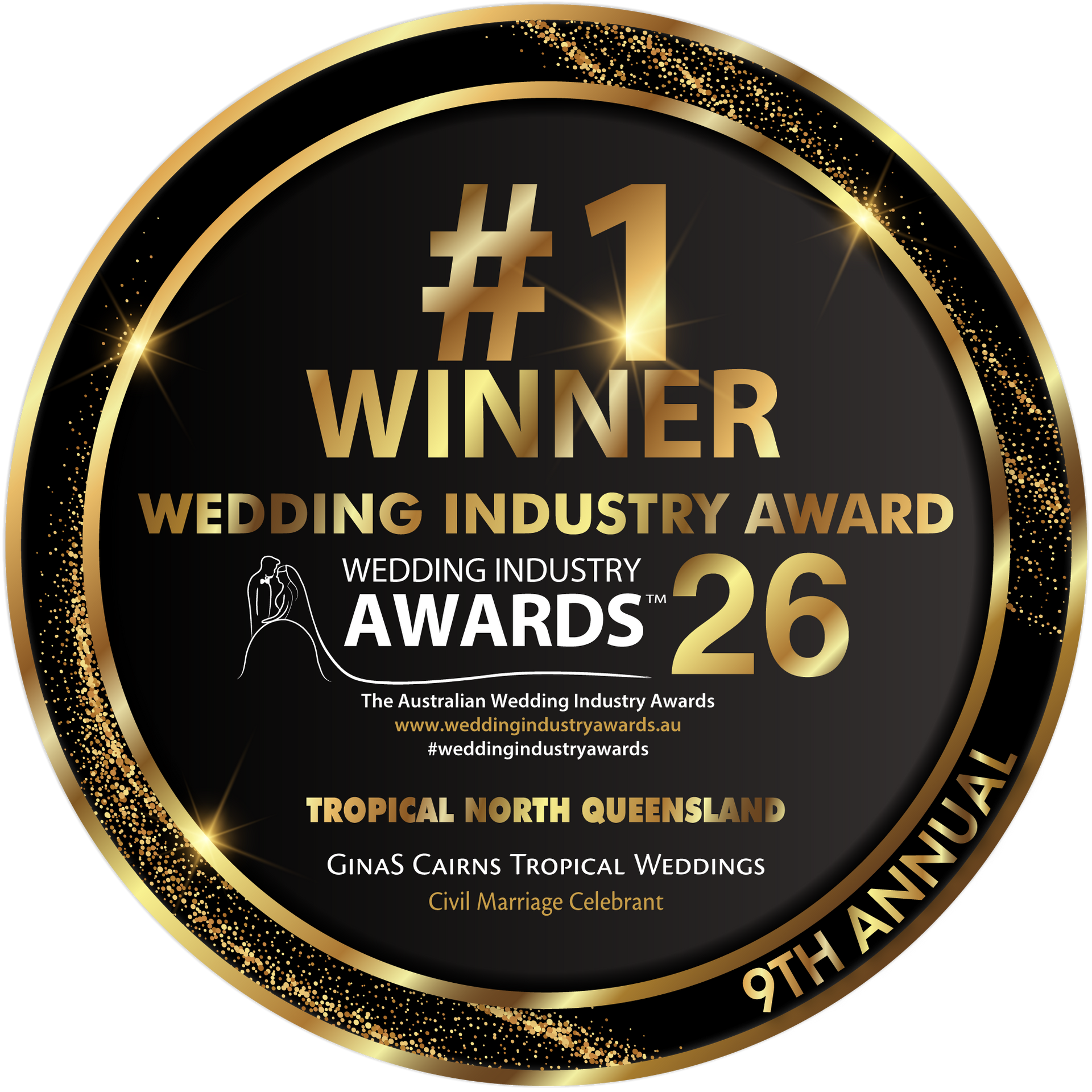 A Finalist Badge for the Wedding Industry Award — GinaS Cairns Tropical Weddings in Parramatta Park, QLD