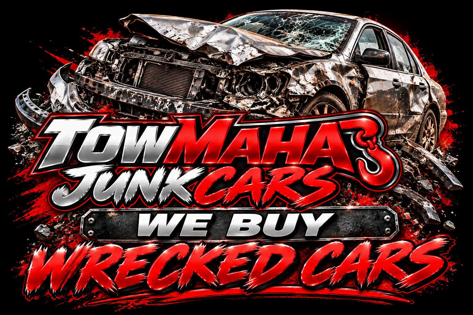 Wrecked car bought as-is by TowMaha Junk Cars in Omaha and Council Bluffs