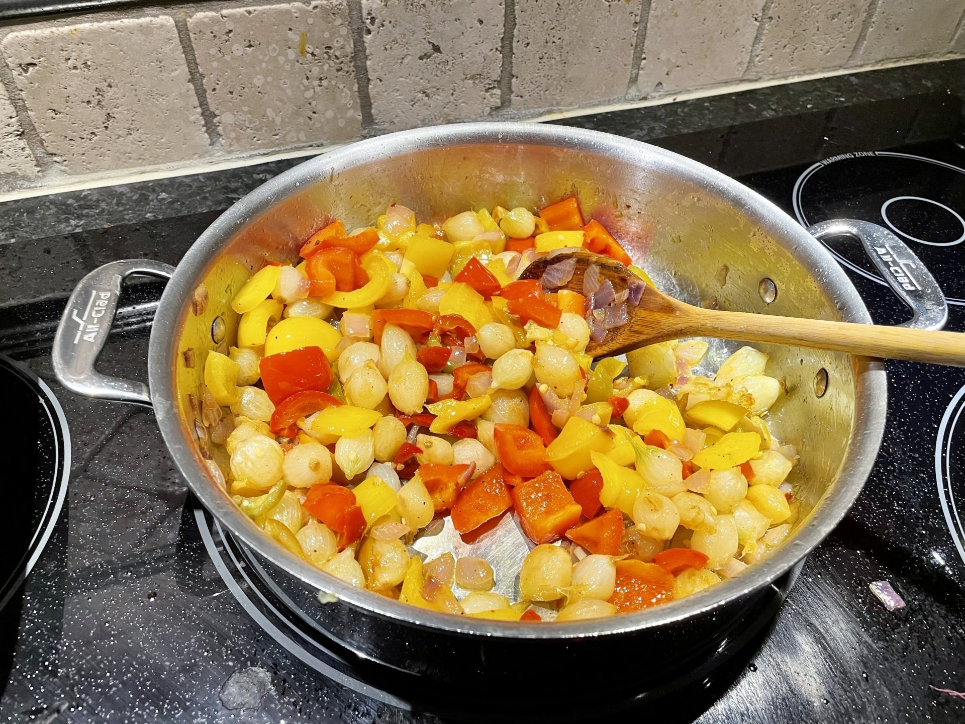 Grilled Pork Chops w Cherry Peppers, Onions, Balsamic Vinegar