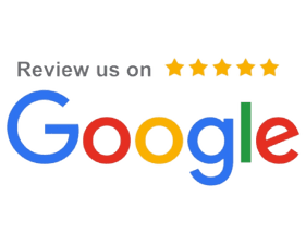 Logo « Donnez-nous votre avis sur Google » avec le logo Google et cinq étoiles dorées.