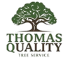 Thomas Quality Tree Service logo with green tree graphic and brown trunk on white background