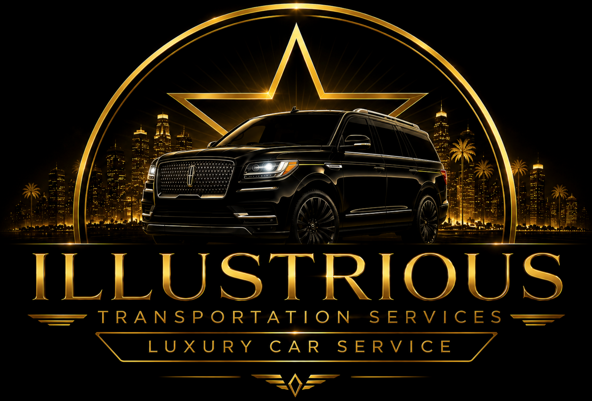 Luxury transport services logo with a uniformed chauffeur, diamond icon, and &ldquo;Luxury & Comfort&rdquo; text