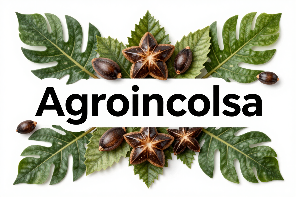 Logotipo de Agroincolsa con hojas verdes y anís estrellado sobre fondo blanco.