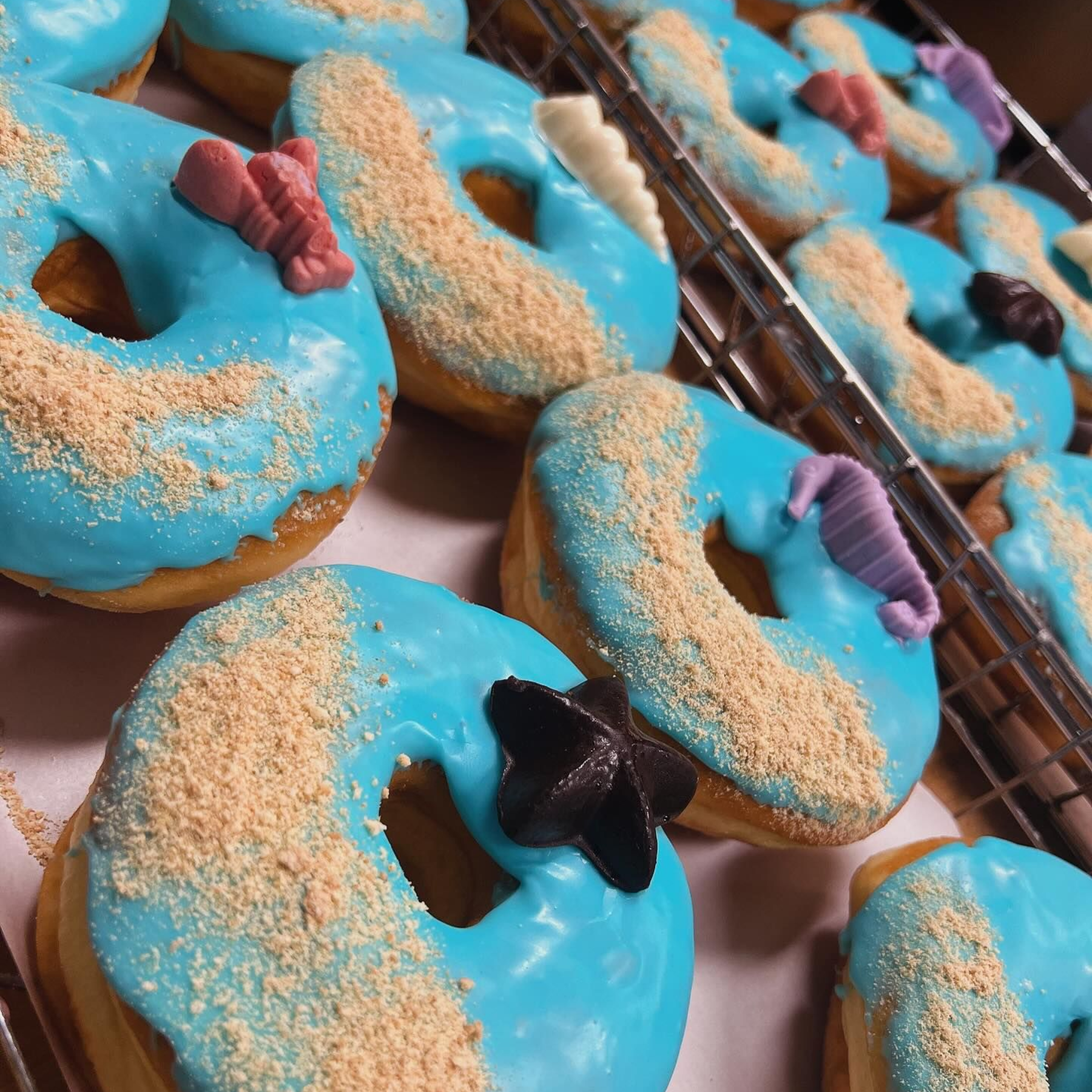 Donuts with blue frosting