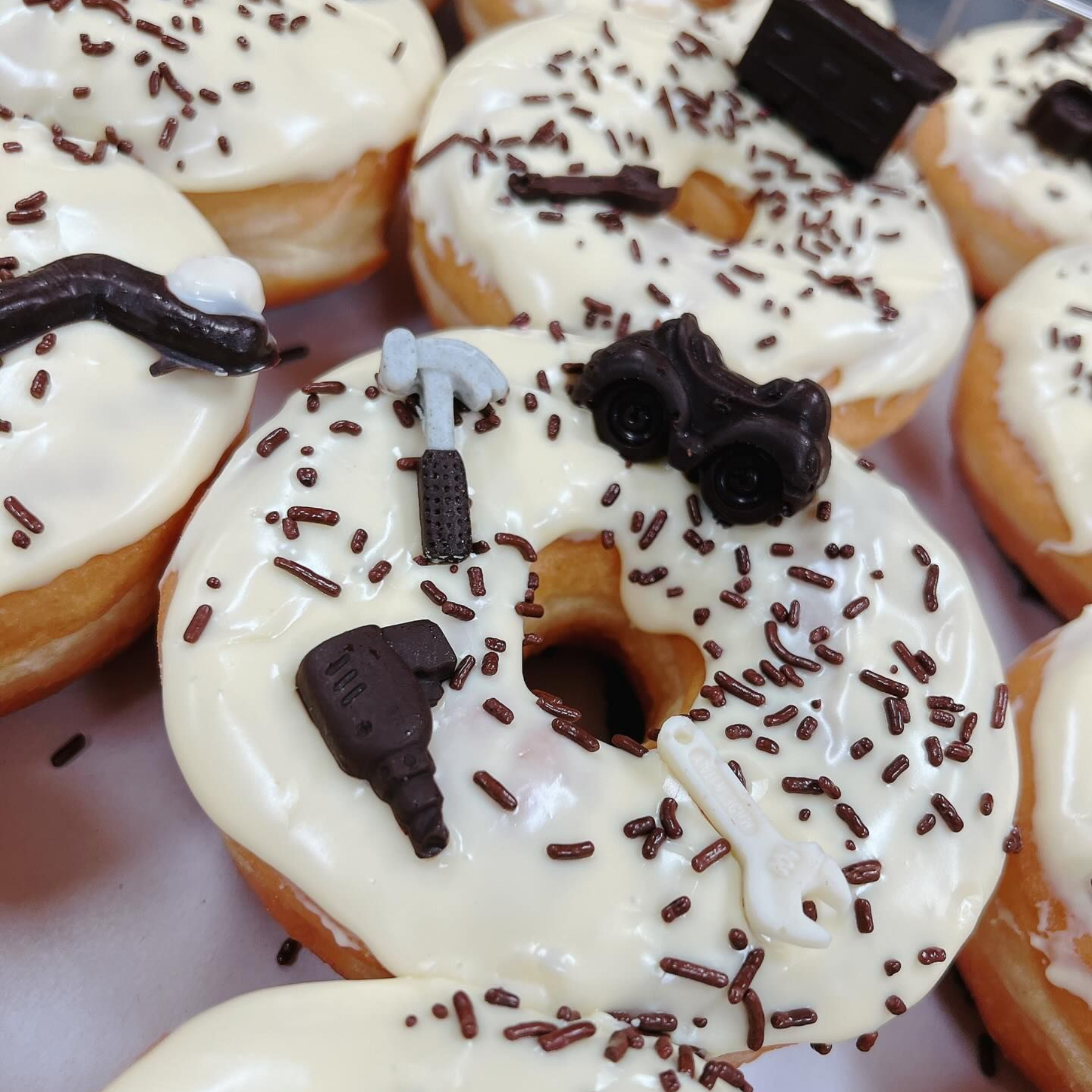 Donuts with white frosting