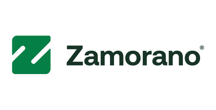 Un logotipo para zamorano con una marca de verificación verde sobre un fondo blanco.