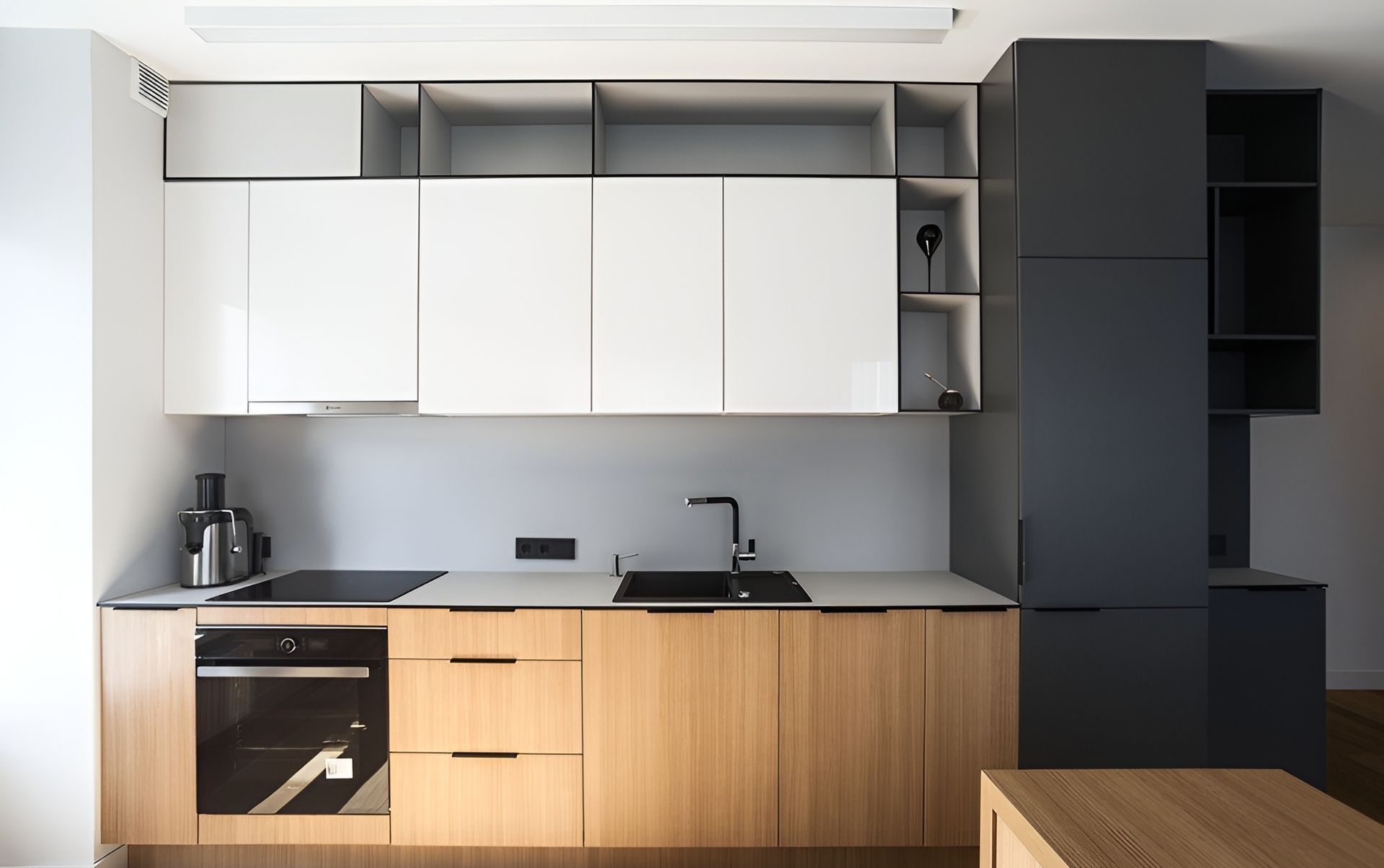 Modern Compact Kitchen With White Cabinets — The Right Kitchen Company In Berkeley, NSW