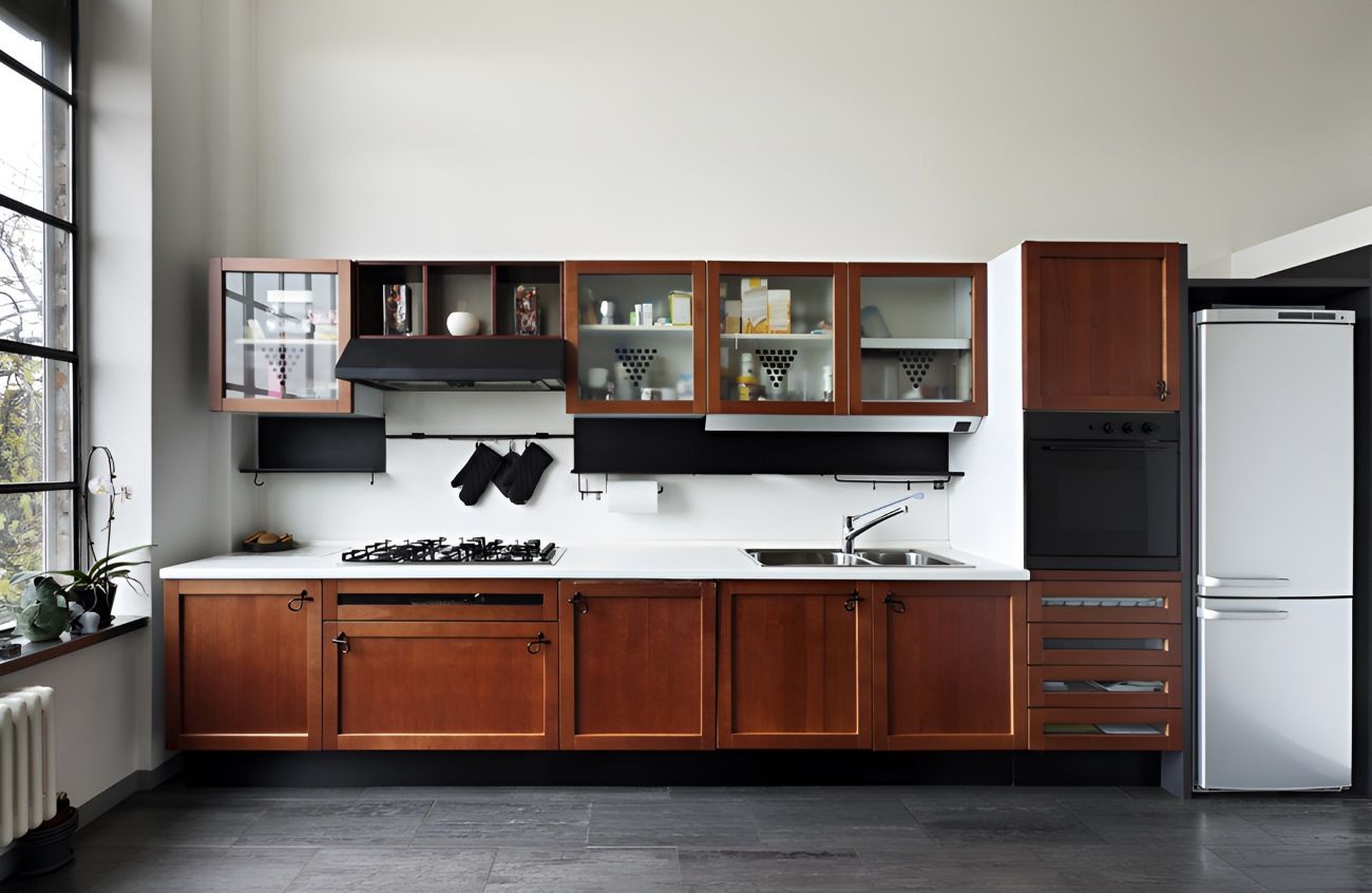Modern Kitchen With Dark Wood Cabinets — The Right Kitchen Company In Berkley, NSW