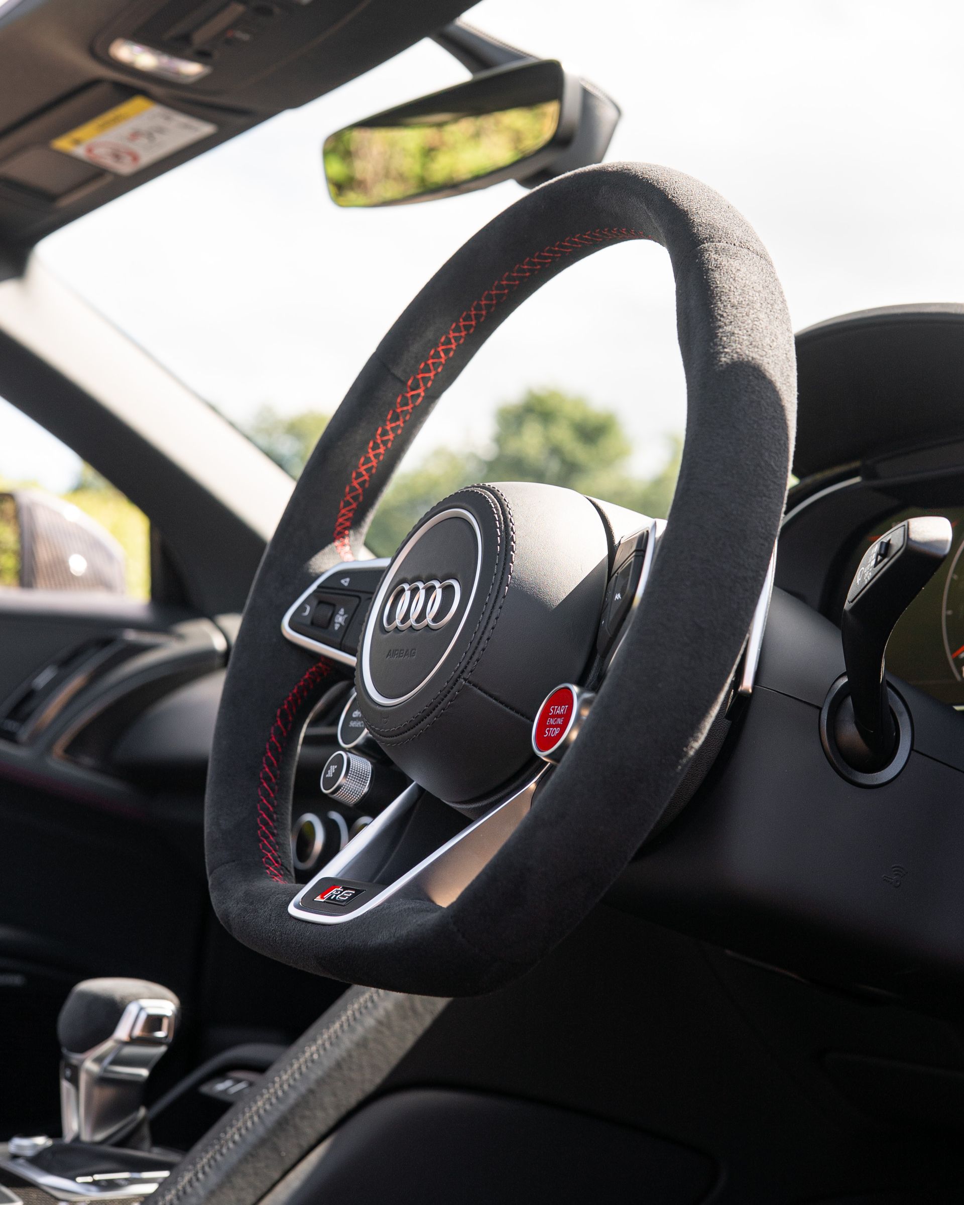 audi r8 spyder v10 alcantara steering wheel retrim red stitching oem d:class automotive plus near me portrait interior