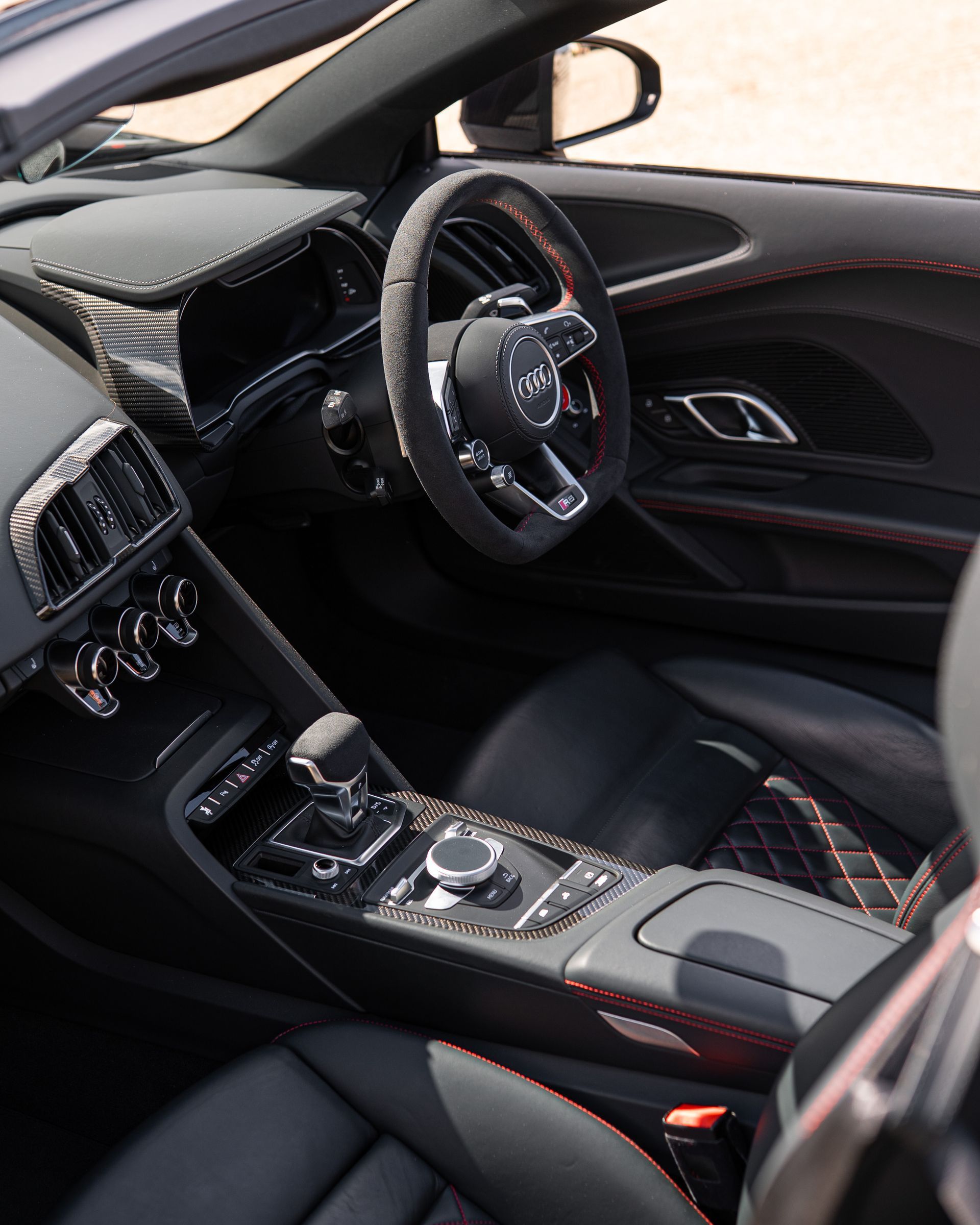 audi r8 spyder v10 alcantara steering wheel retrim red stitching oem d:class automotive plus near me portrait interior