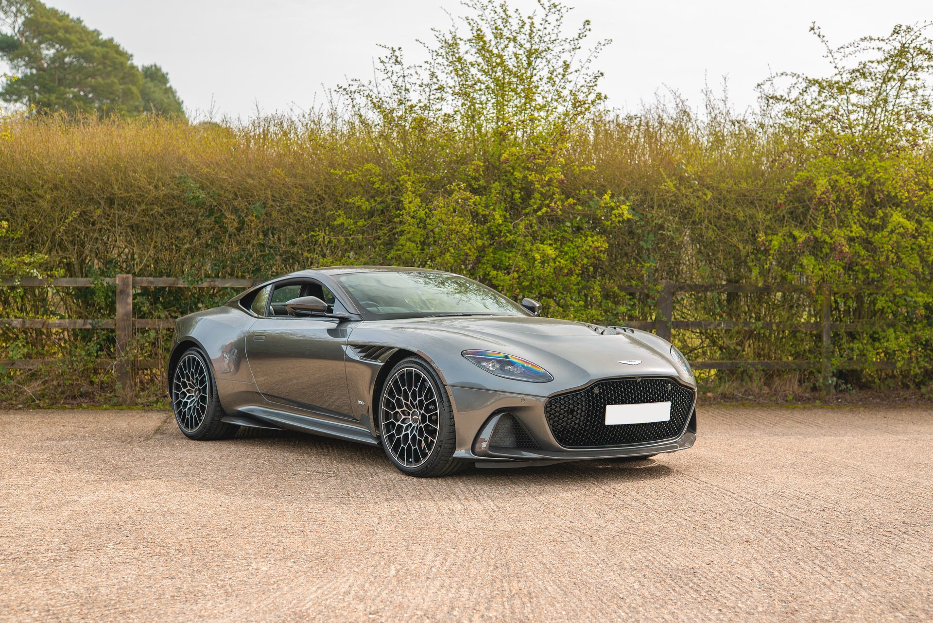 aston martin DBS 770 ultimate grey metallic grey front quarter angle view horizontal wide landscape
